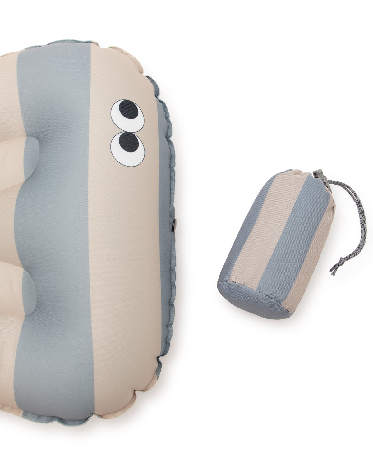 Oppustelig sædehynde - Striber blå/tåge