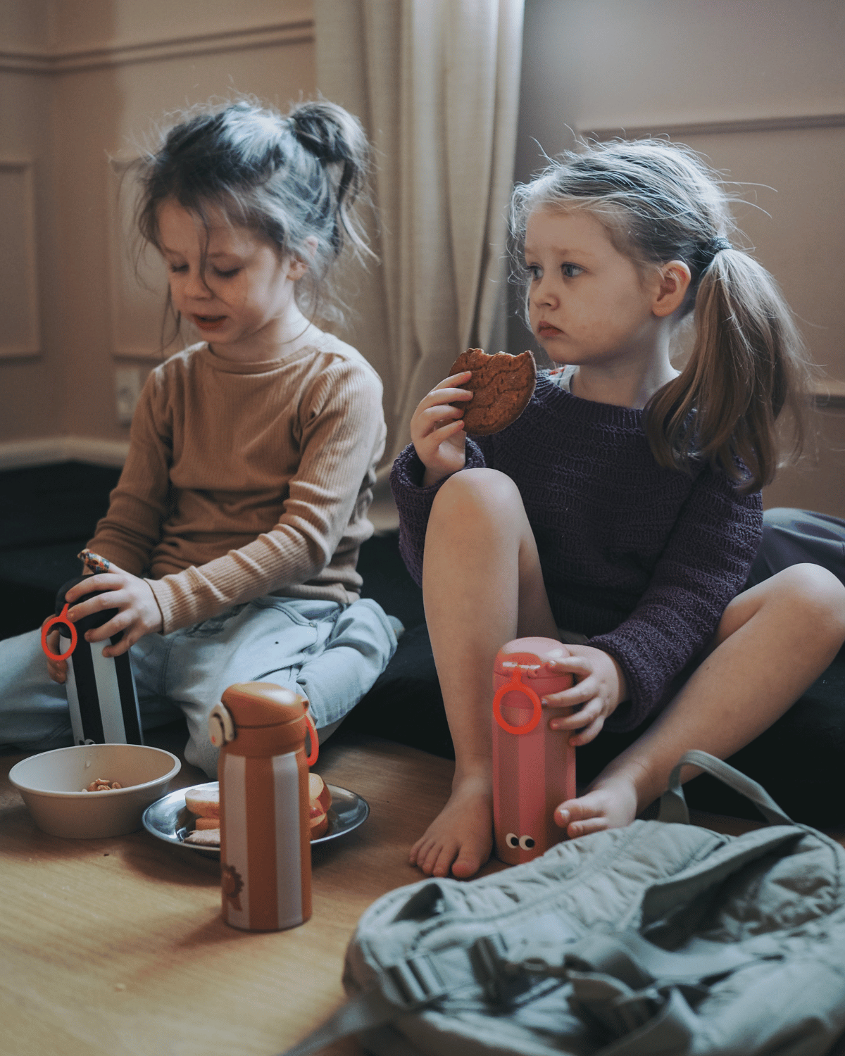 350 ml striped double-wall stainless steel water bottle for kids – insulated and leak-proof