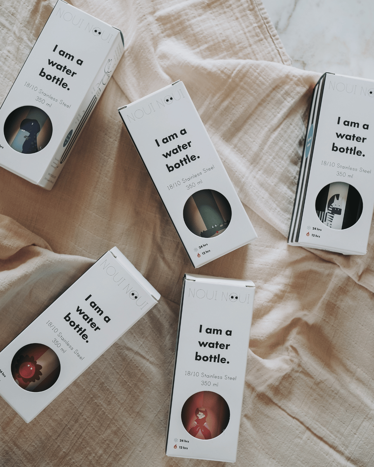 350 ml striped double-wall stainless steel water bottle for kids – insulated and leak-proof