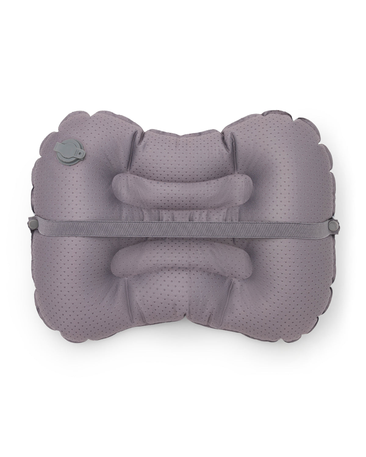 alt="Inflatable child booster seat cushion with carry bag, elastic strap, and anti-slip dots"