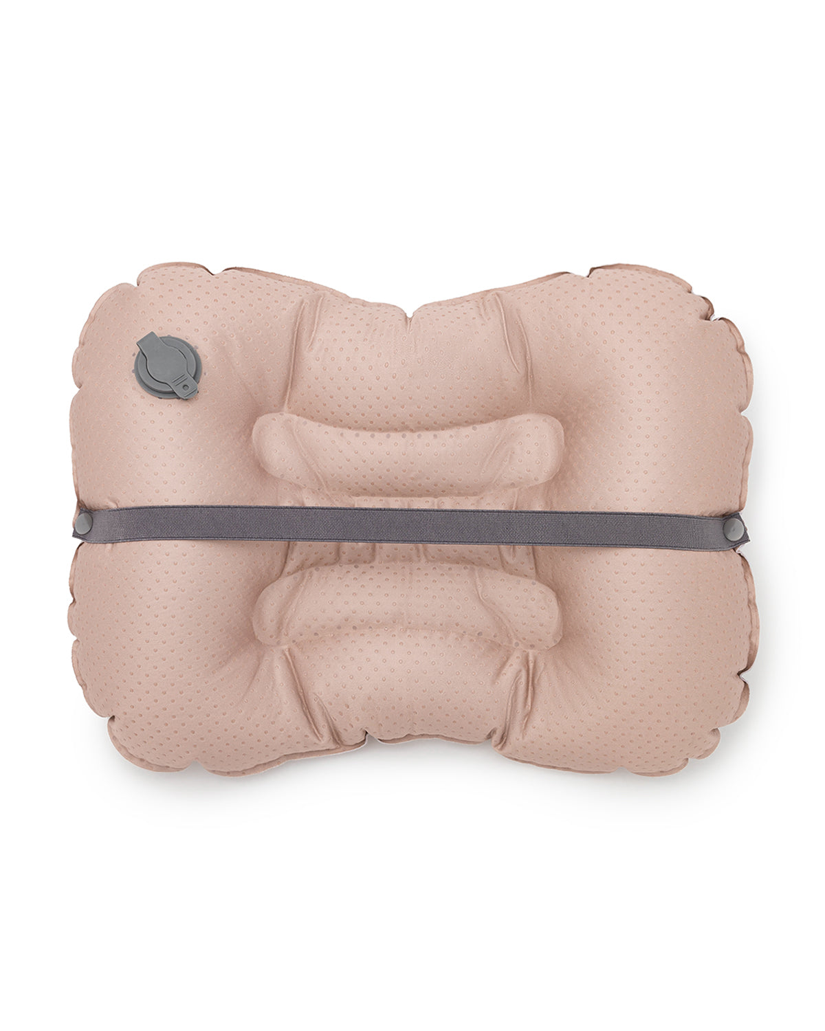 alt="Inflatable child booster seat cushion with carry bag, elastic strap, and anti-slip dots"