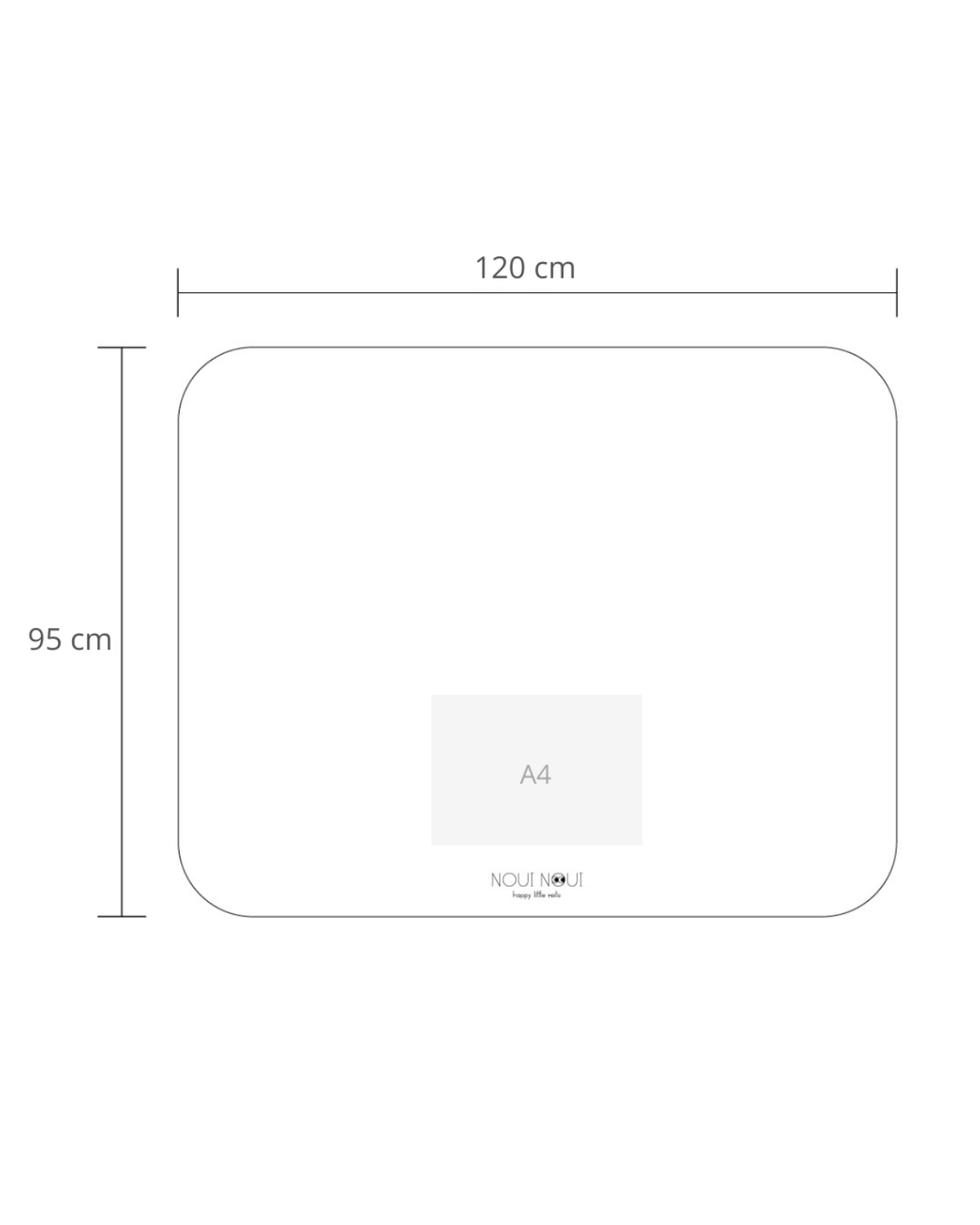 A high chair floor mat made of soft vinyl, in the color olive haze gray. A rectangular mat 120 x 95 cm to protect all kind of floors from spills. Put it under the high chair. Easy to clean.