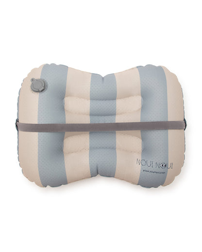 Oppustelig sædehynde - Striber blå/tåge