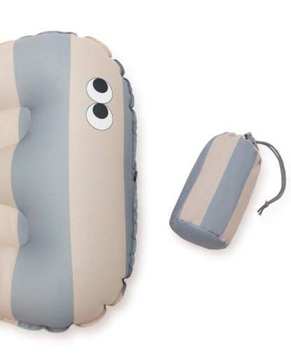 Oppustelig sædehynde - Striber blå/tåge