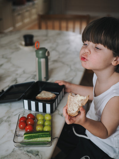 Kids Lunch Box with 3 Removable Trays - black