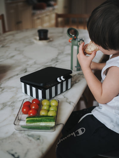 Kids Lunch Box with 3 Removable Trays - black