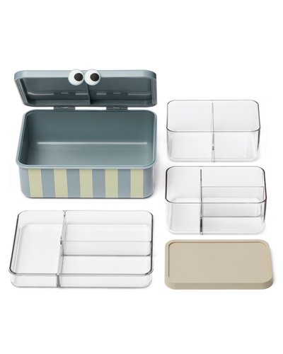 Kids Lunch Box with 3 Removable Trays - blue