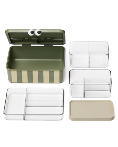 Kids Lunch Box with 3 Removable Trays - green