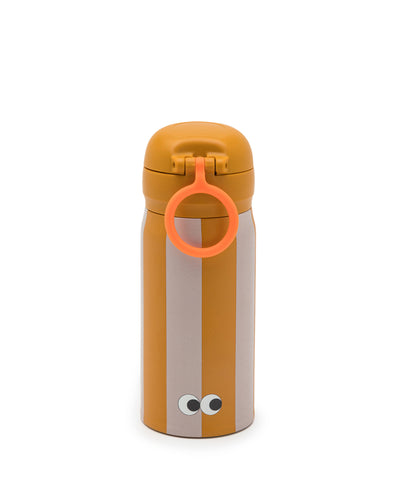 Striped 350 ml stainless steel water bottle for kids with a lion on – insulated and easy to carry