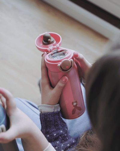 350 ml rose striped double-wall stainless steel water bottle for kids – insulated and leak-proof