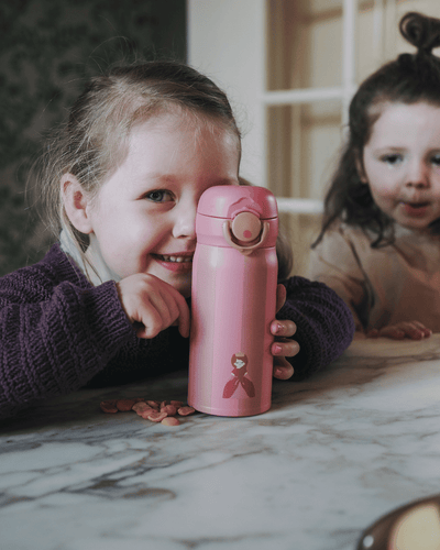 350 ml rose striped double-wall stainless steel water bottle for kids – insulated and leak-proof