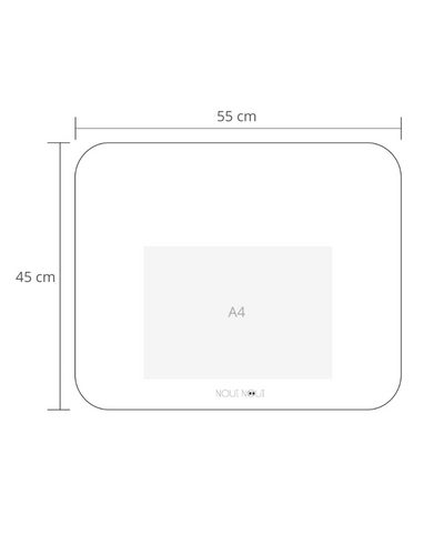 An XL placemat made of soft vinyl. 55 x 45 cm. 