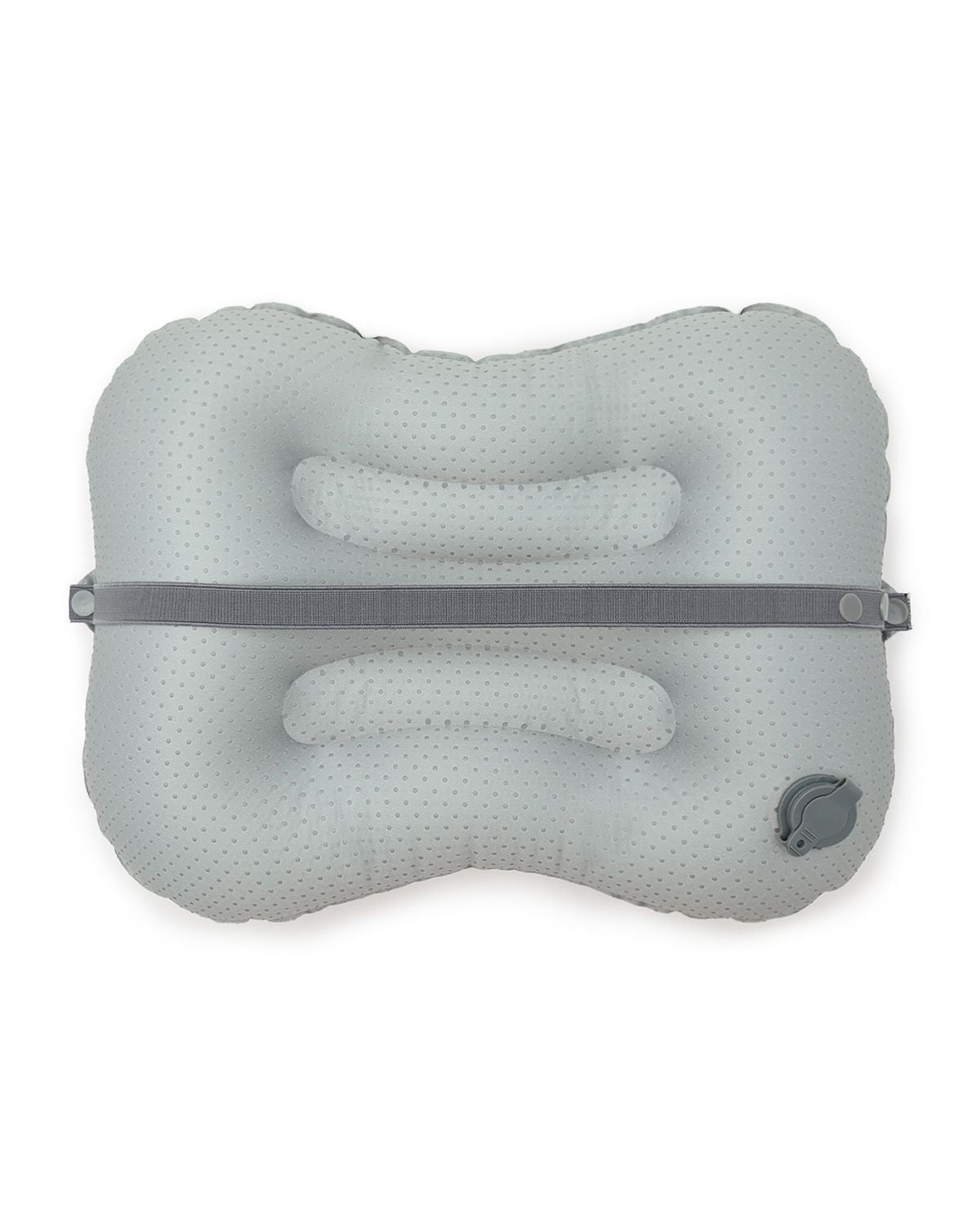alt="Inflatable child booster seat cushion with carry bag, elastic strap, and anti-slip dots"