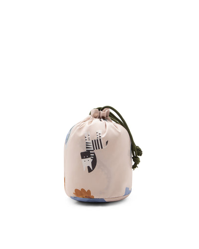 Small drawstring bag with animal design on a white background
