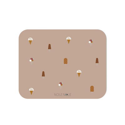 Placemat with old rose background with different ice cream in stylish rose tone in tone.