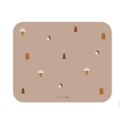 XL placemat with a old rose background with cute ice cream patterns. 
