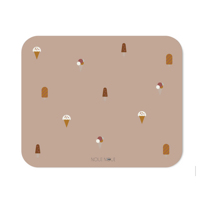 XL  placemat with a old rose background with ice cream patterns. 