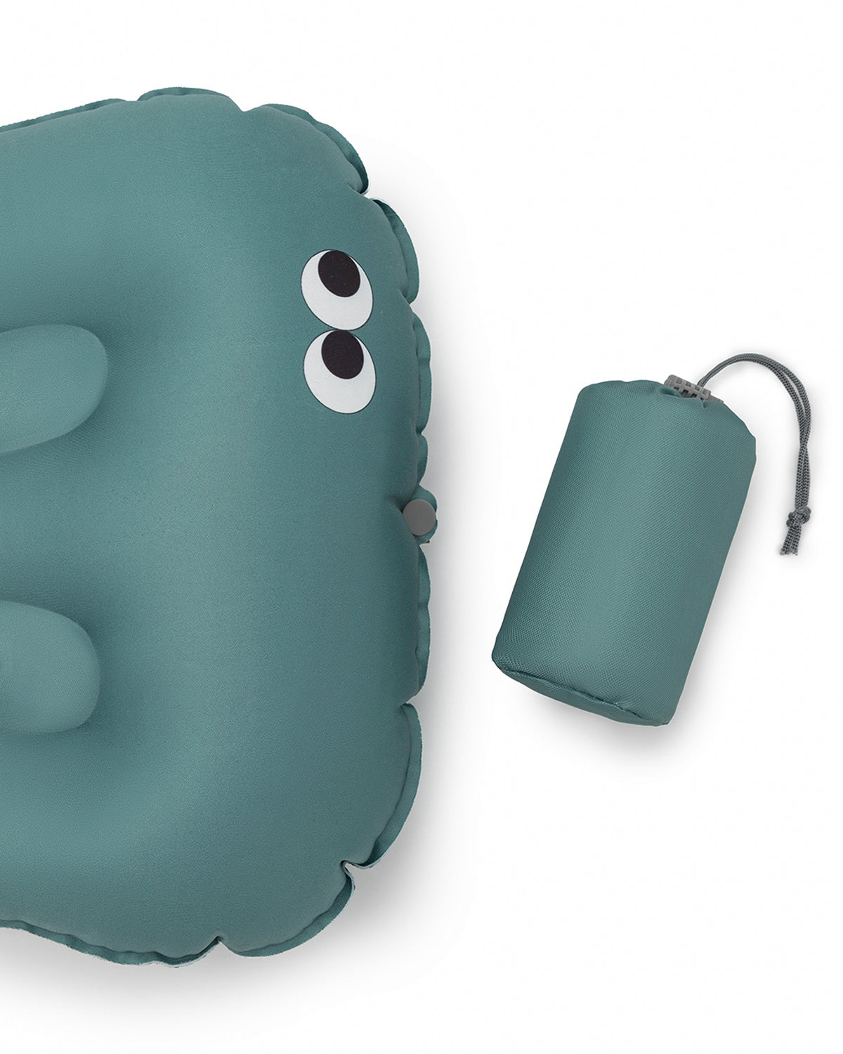 alt="Inflatable child booster seat cushion with carry bag, elastic strap, and anti-slip dots"