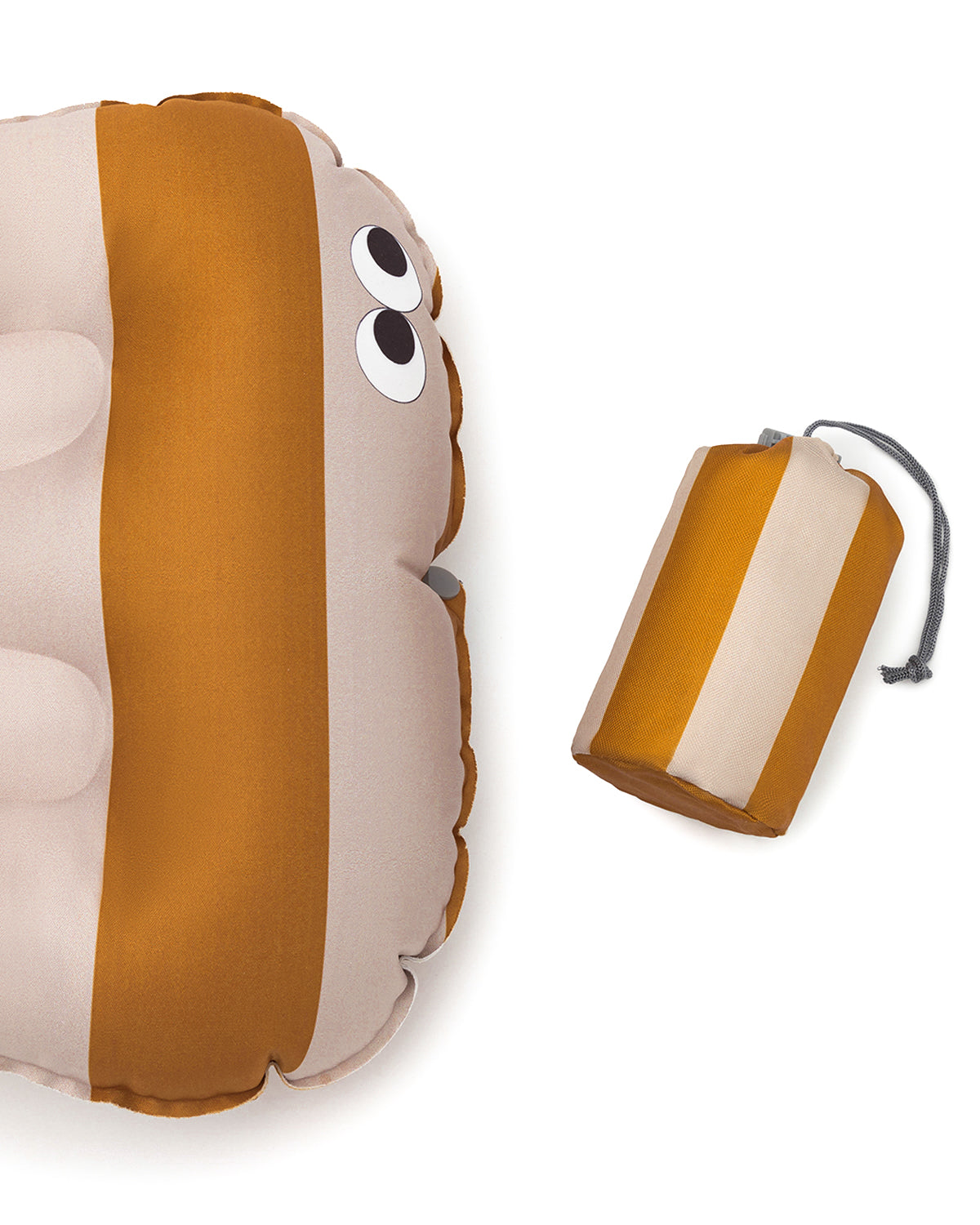 alt="Inflatable child booster seat cushion with carry bag, elastic strap, and anti-slip dots"