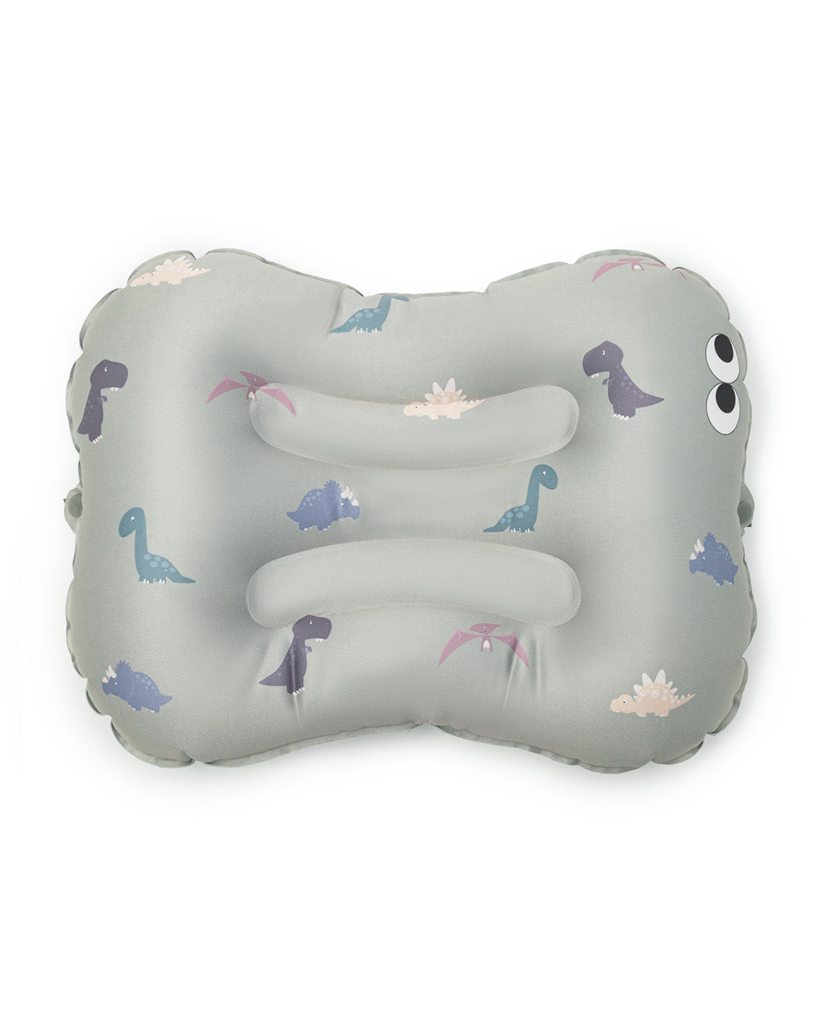 alt="Inflatable child booster seat cushion with carry bag, elastic strap, and anti-slip dots"