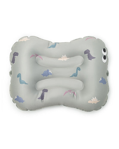 alt="Inflatable child booster seat cushion with carry bag, elastic strap, and anti-slip dots"