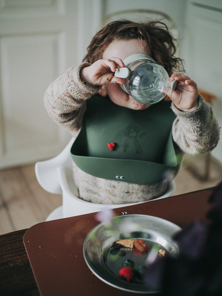 Bavoir en silicone - olive poussiéreuse