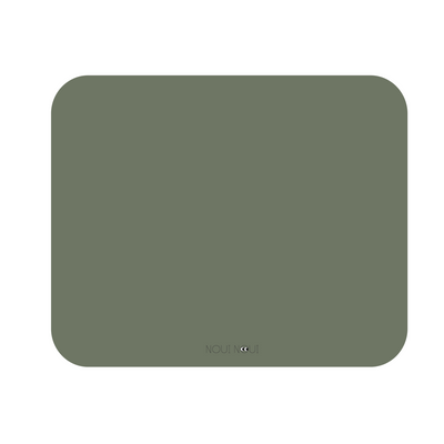 A rectangular, dusty olive colored XL placemat.